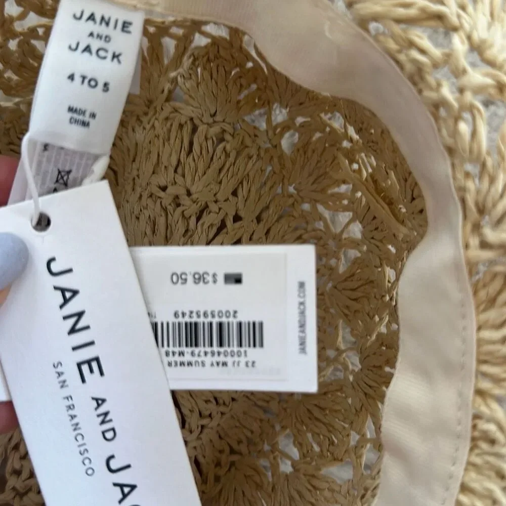 Janie and Jack Crochet Straw Sun Hat Size 4/5